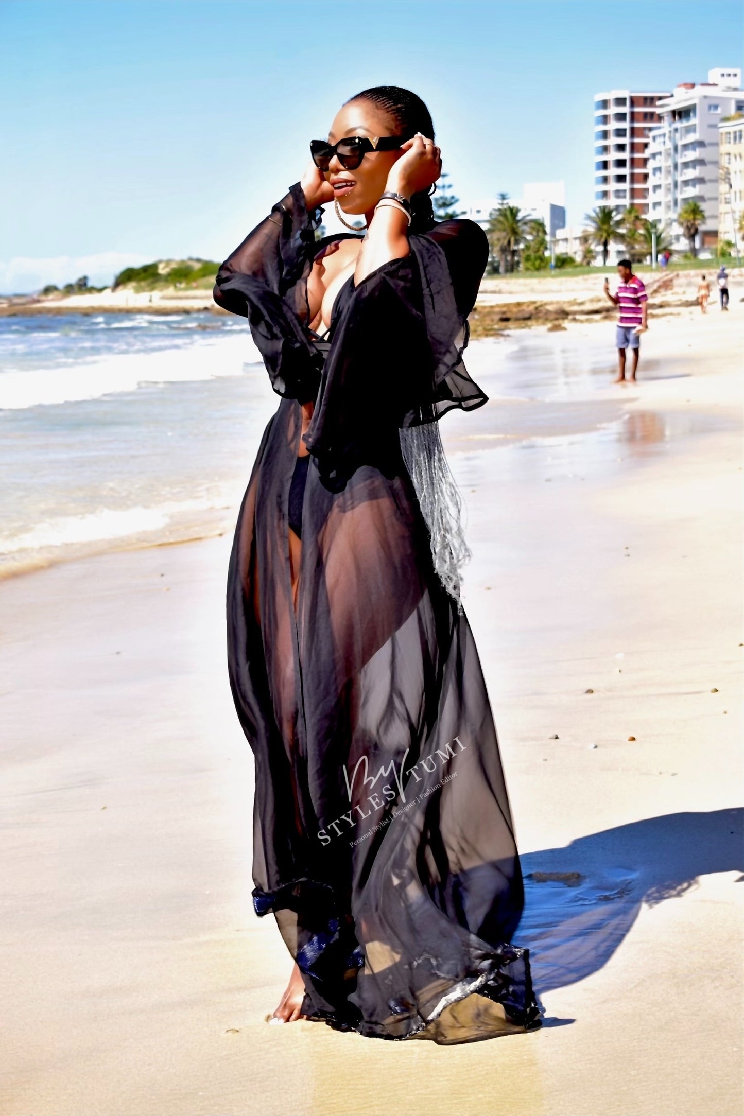 Front slit swimming costume coverup