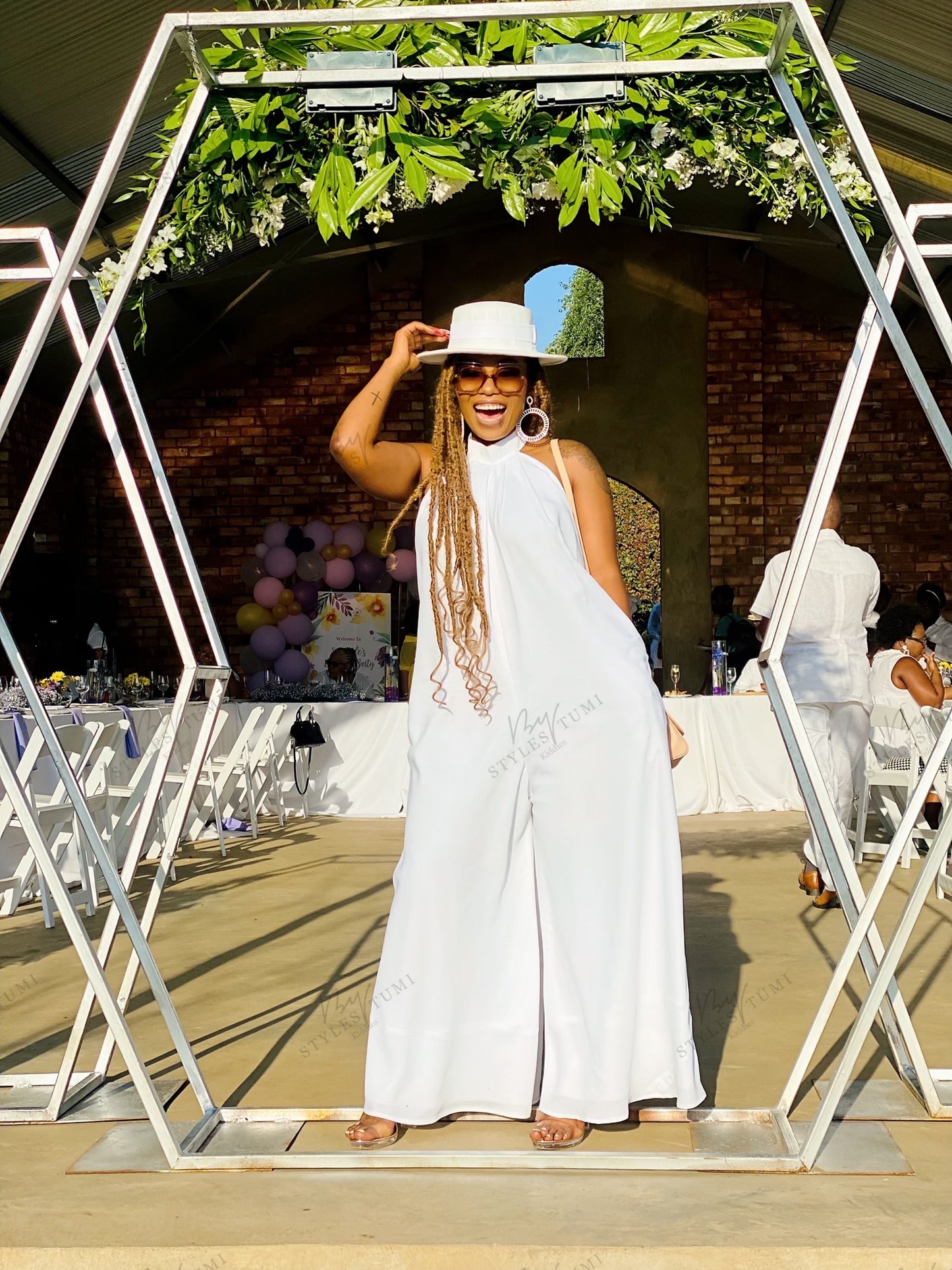 Open back chiffon jumpsuit