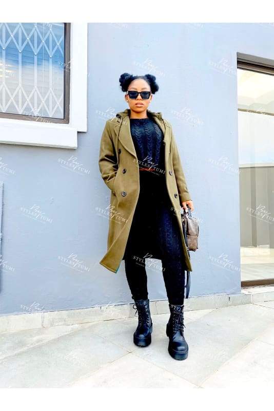 Army green winter hoody coat