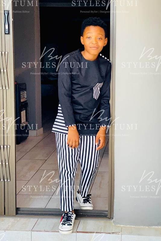 Boys Black and White Stripe 2 Piece - Kiddies