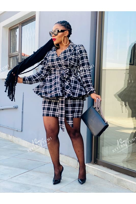 check mini peplum suit - Suit