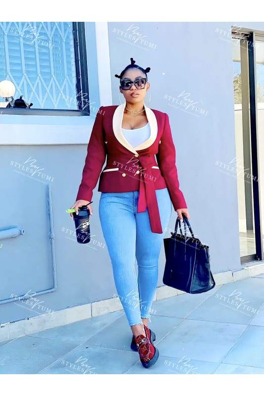 Double breasted melton winter blazer