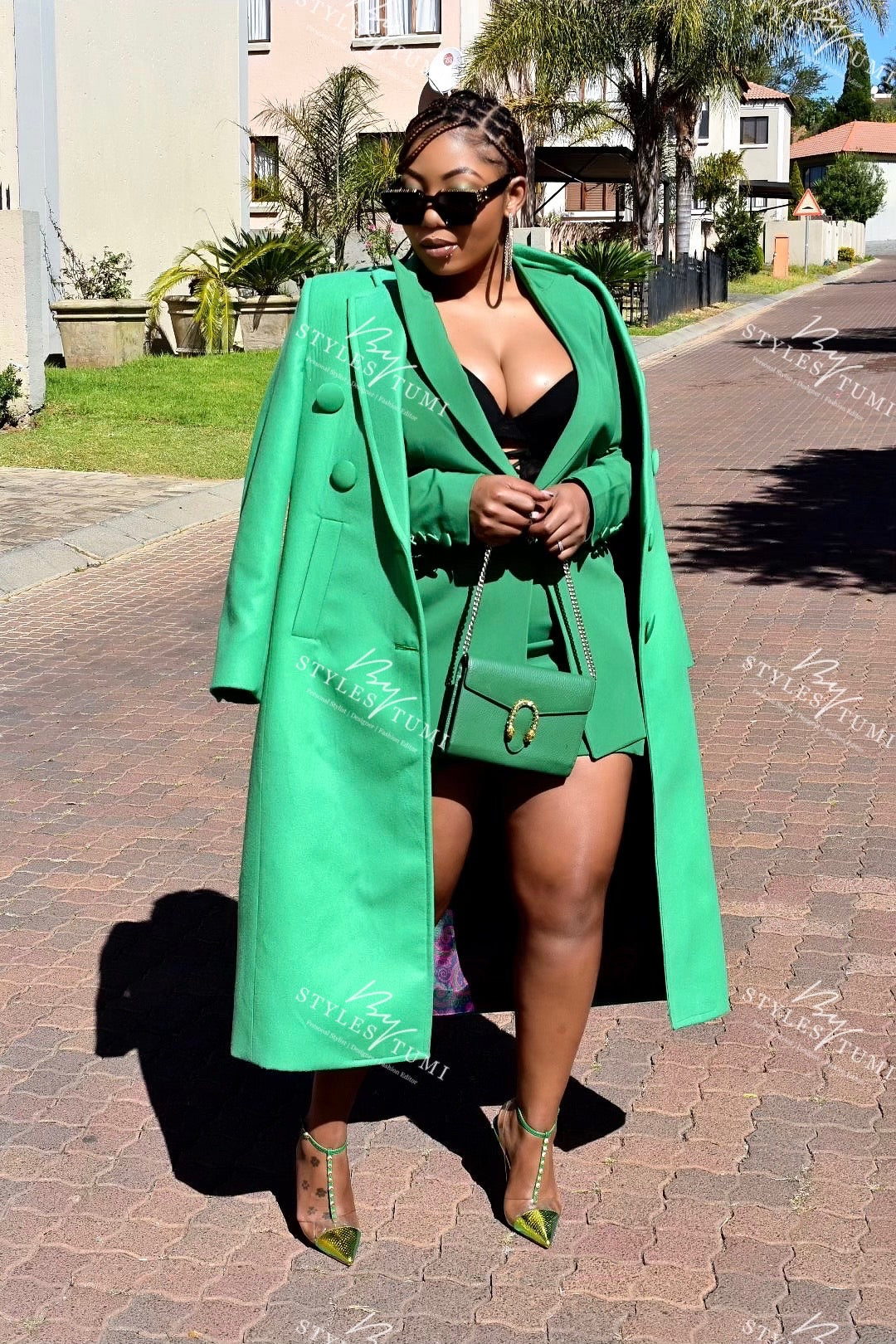 Green melton coat