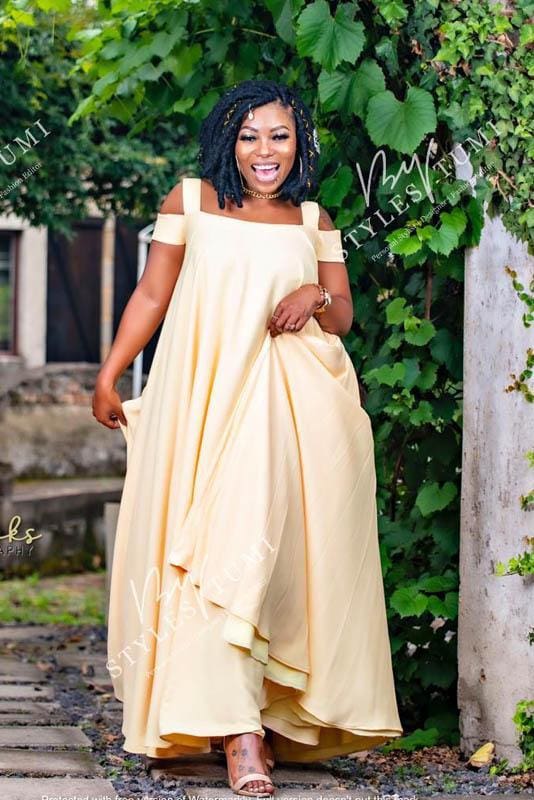 Lemon Satin Maxi - Dress