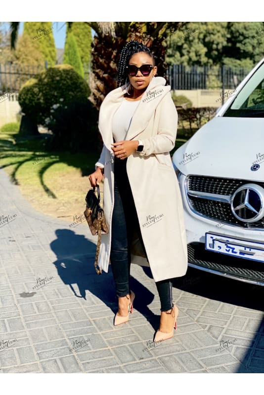 Light khaki hoody coat - coats