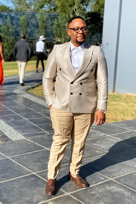 Nude and Gold Mens Suit