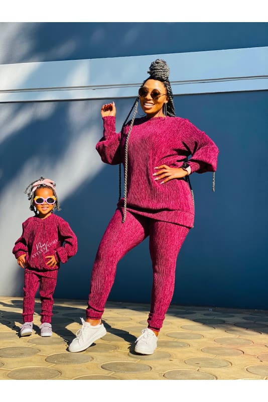 Pleated cashmere knit tracksuit kiddies