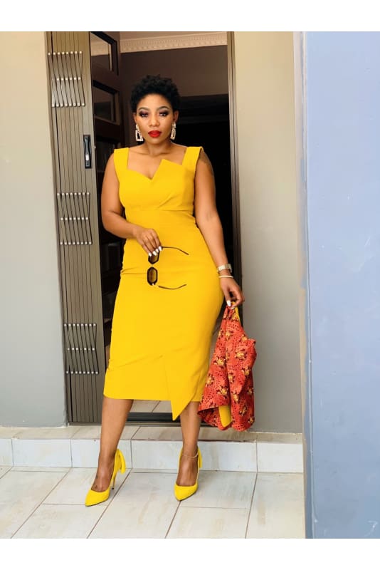 shweshwe poncho pencil dress - Dress