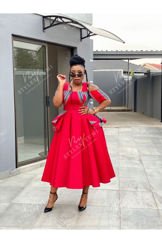 Venda Red Peplum Dress