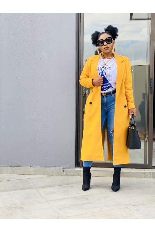 yellow mustard winter coat