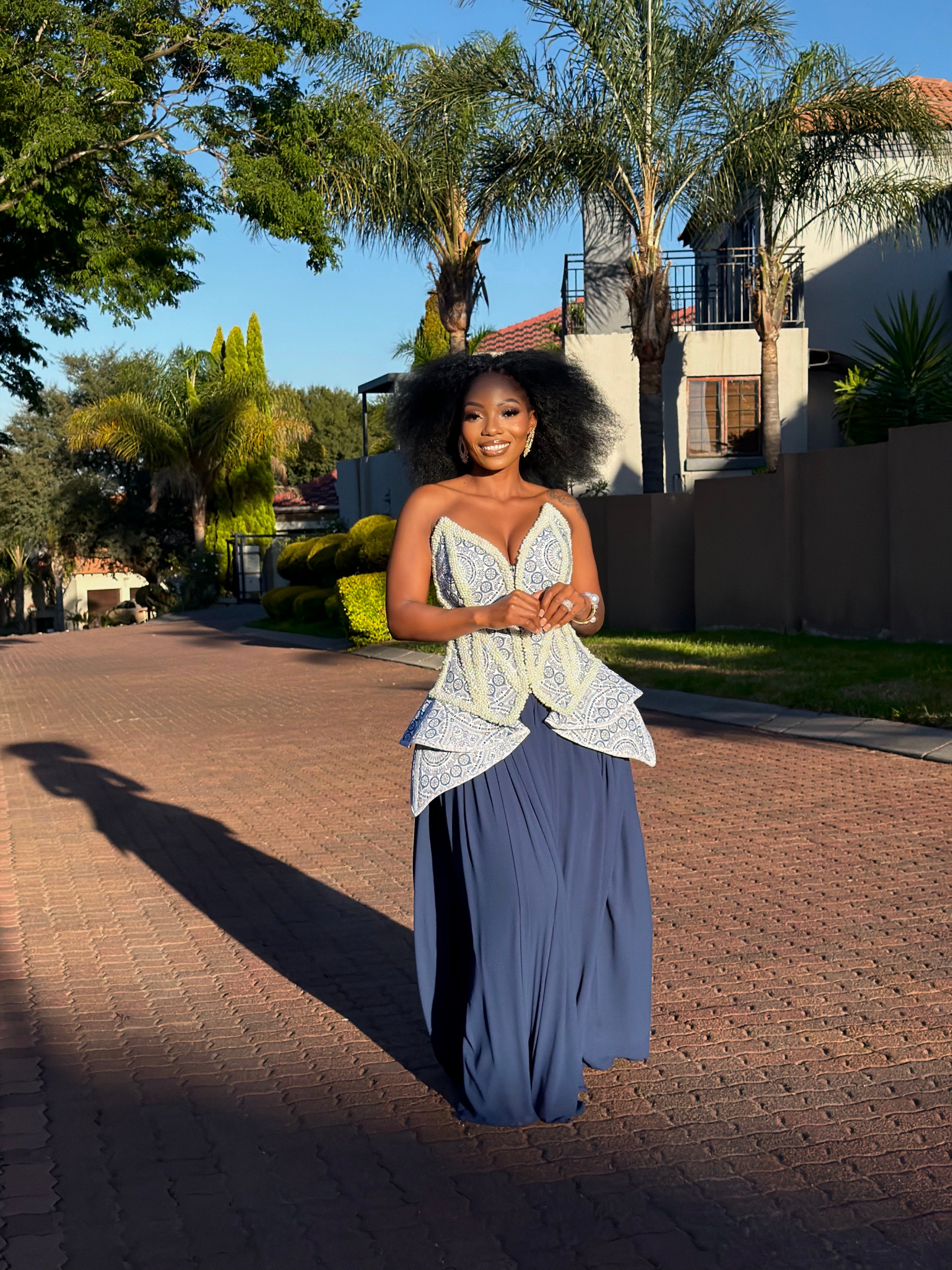 Shweshwe beaded master piece( flowy skirt)
