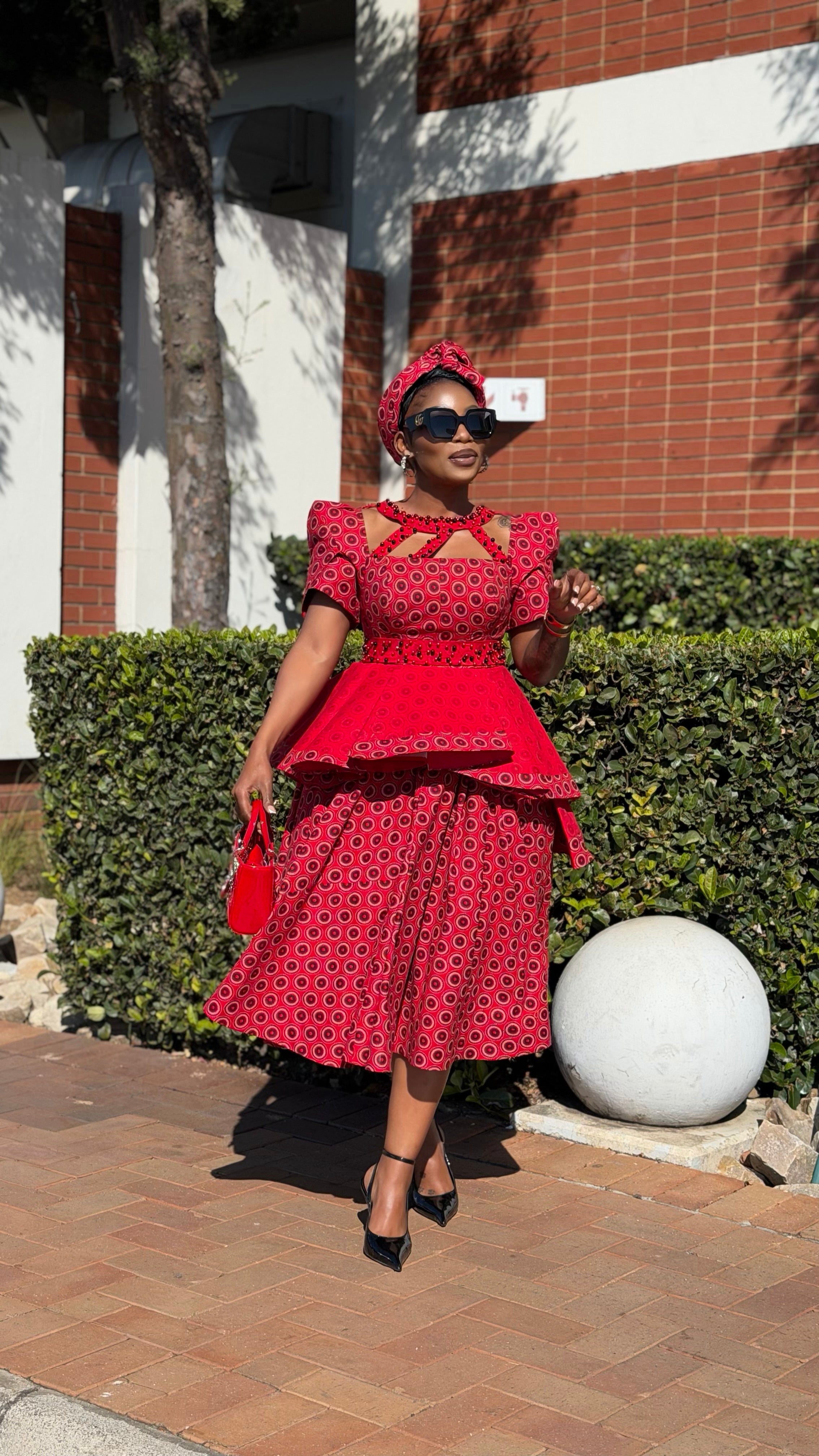 Shweshwe beaded peplum