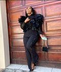 Frill blouse pant set