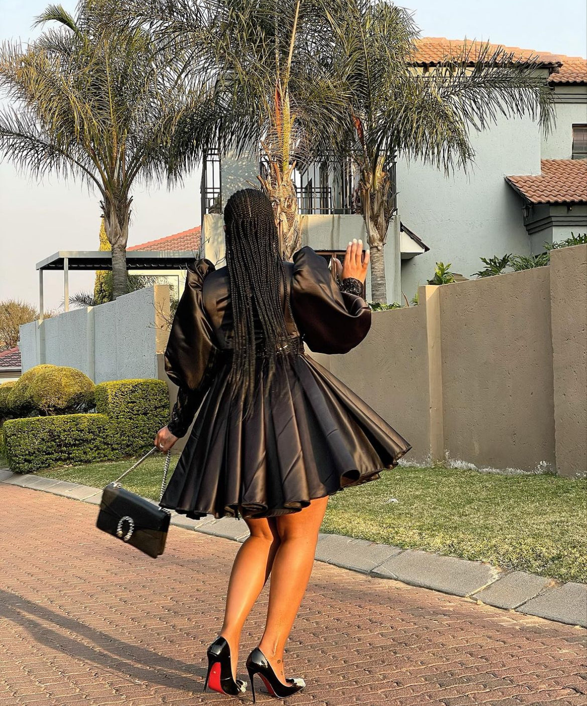 Dutch satin balloon sleeves dress