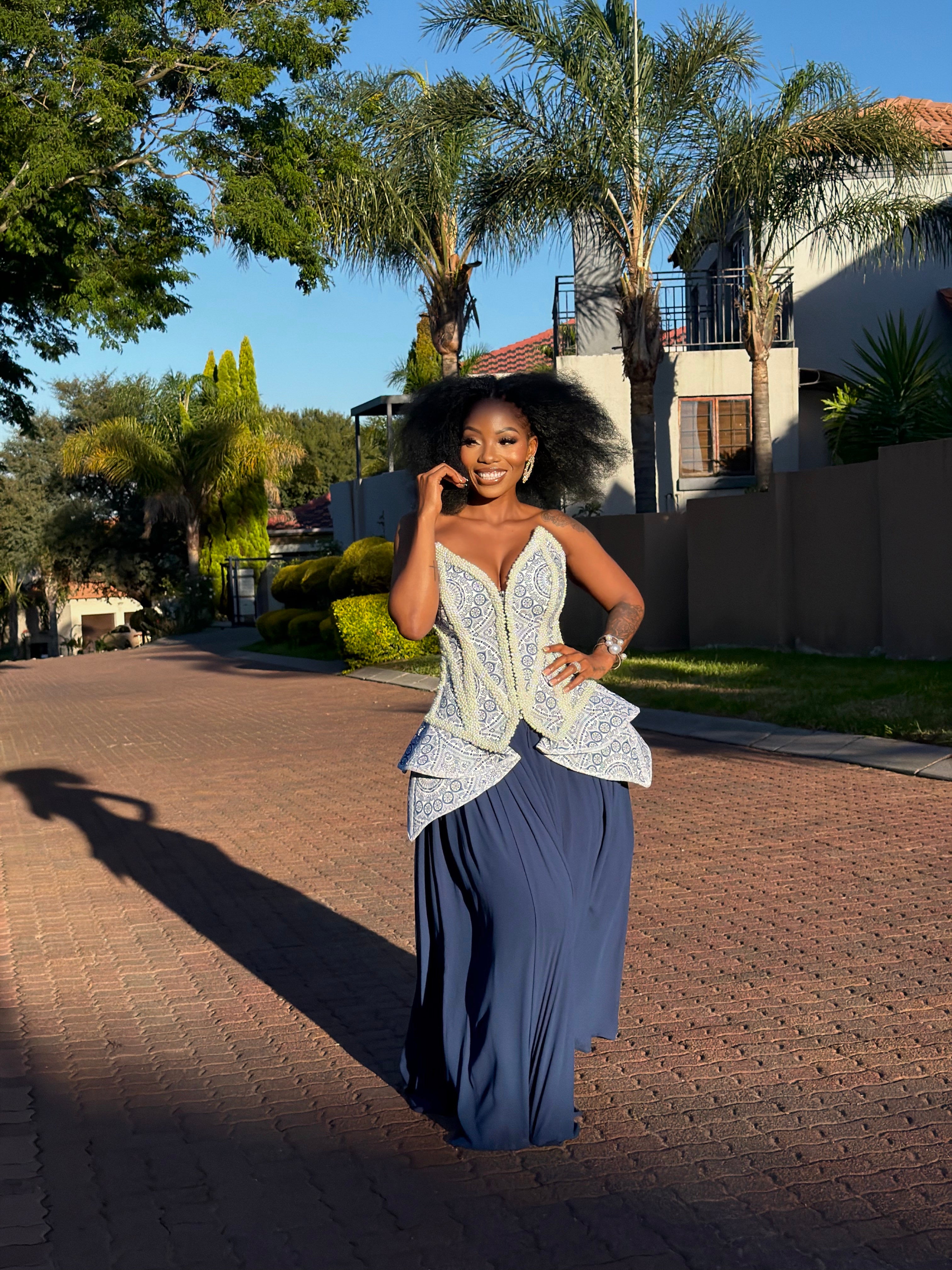 Shweshwe beaded master piece( flowy skirt)
