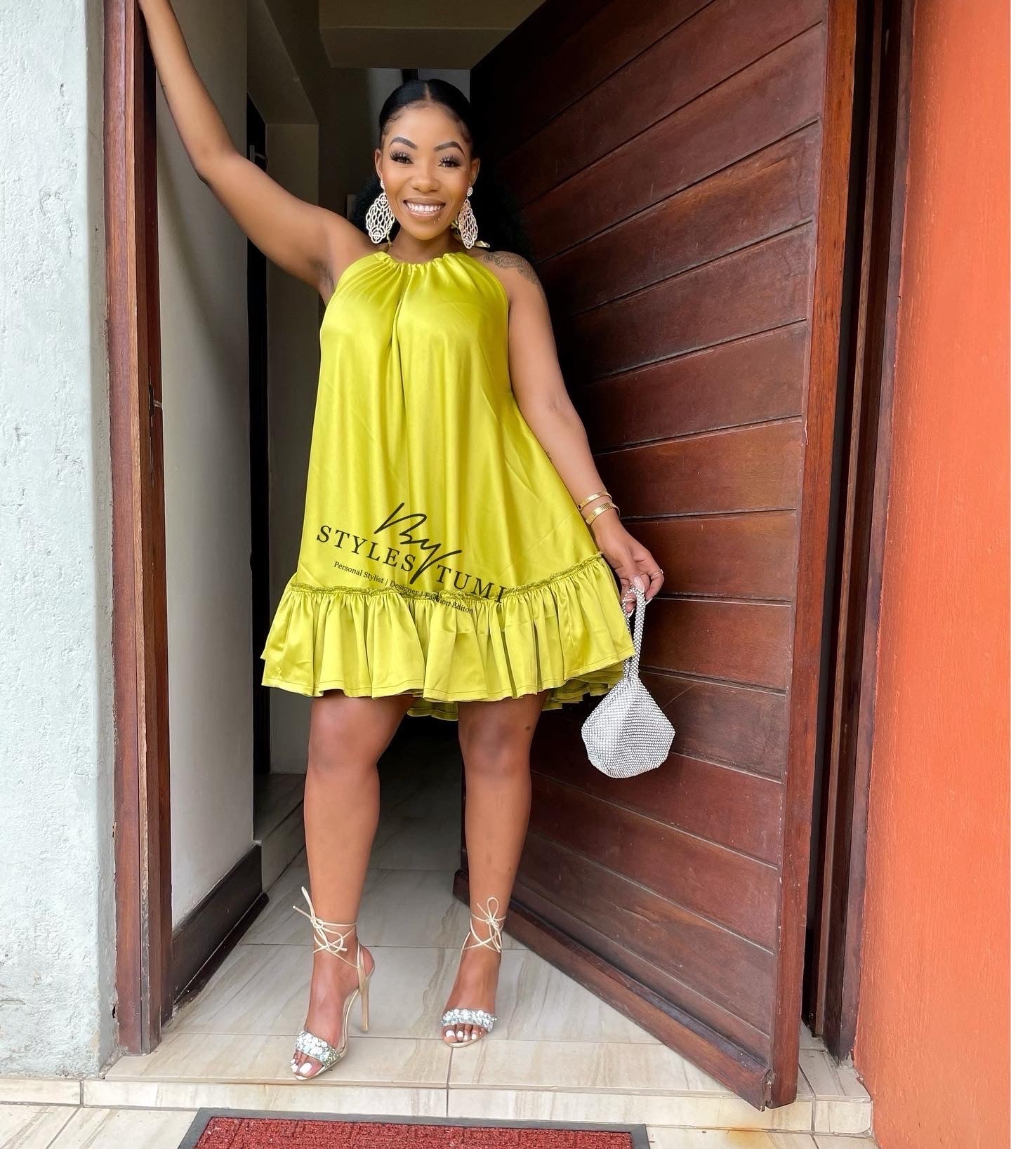 Sulphur yellow Sassy satin dress Sulphur yellow Sassy satin dress