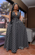 High waisted polka dot maxi