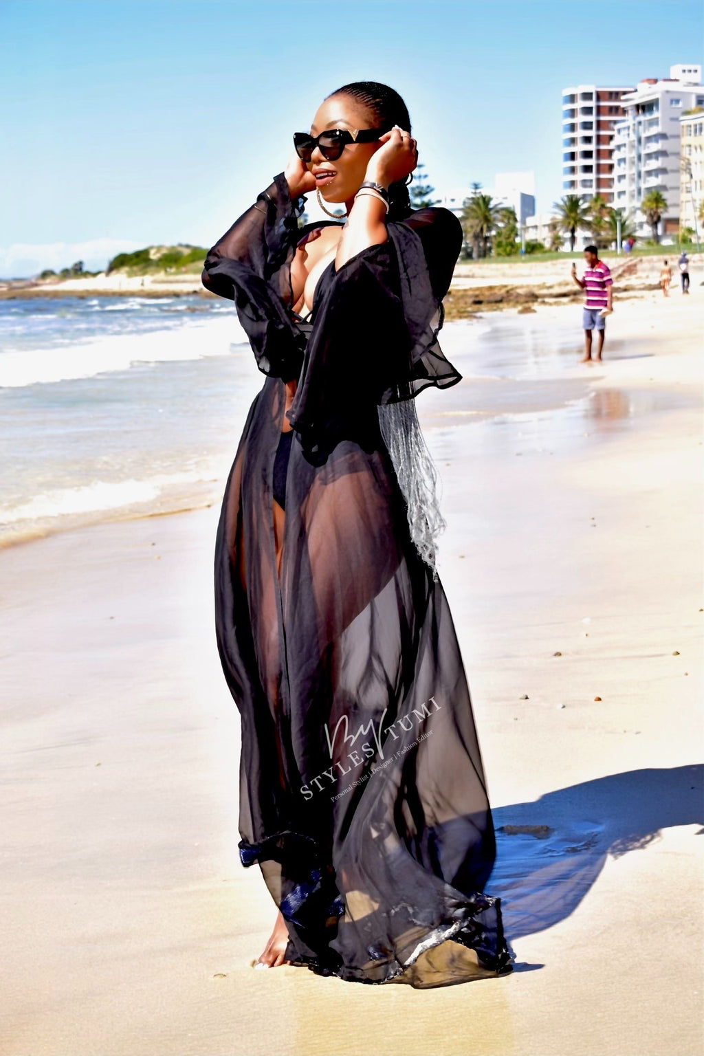 Front slit  swimming costume coverup
