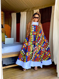 White multicoloured high low A/F print