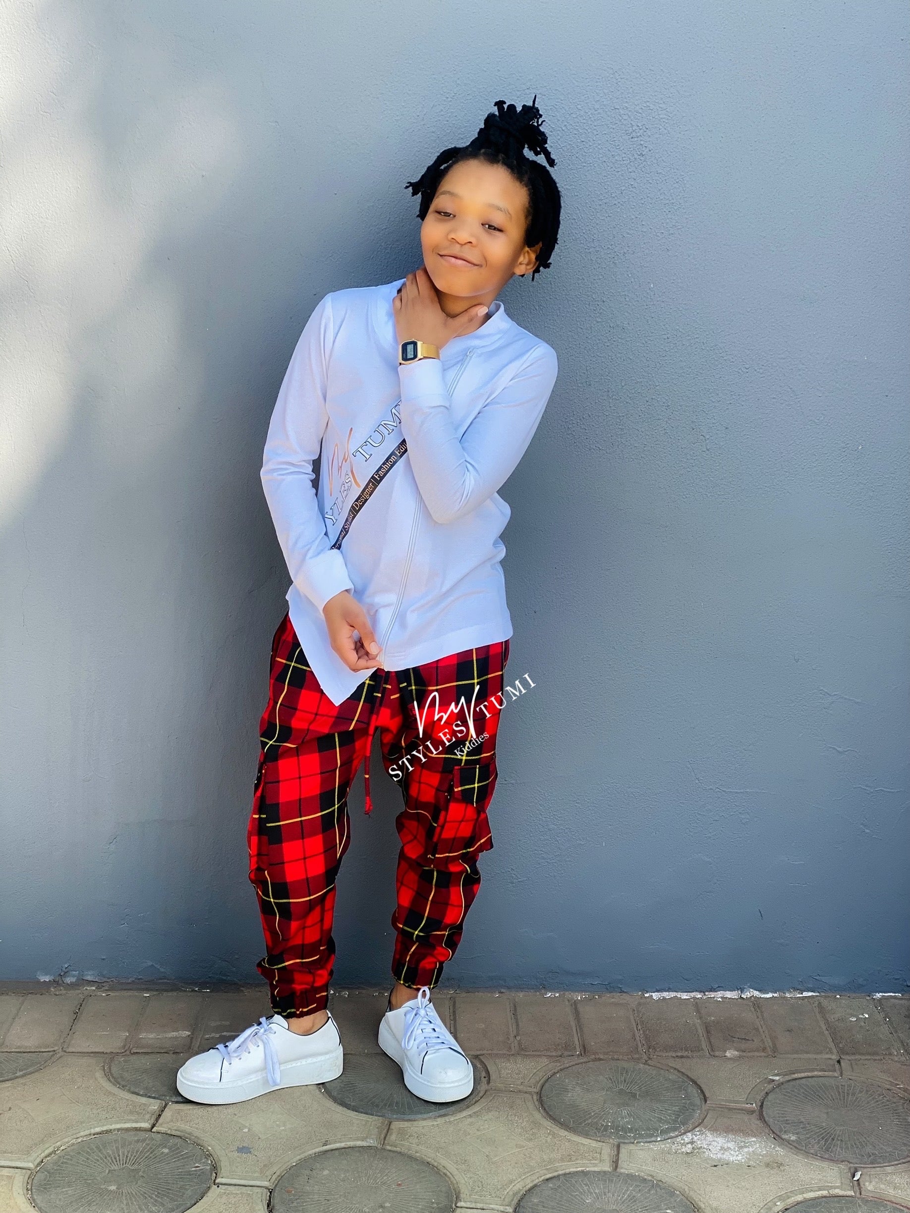Red check funky pants