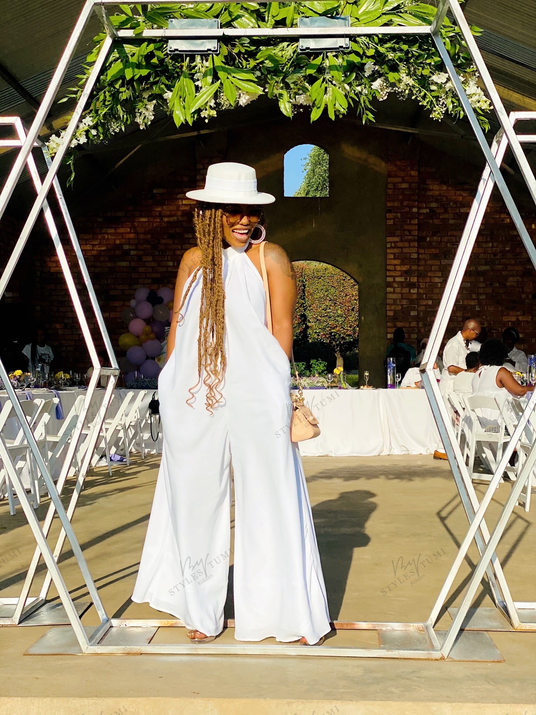 Open back chiffon jumpsuit