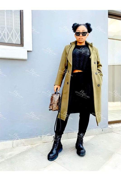 Army green winter hoody coat
