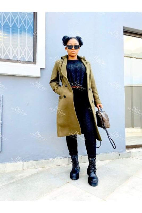 Army green winter hoody coat