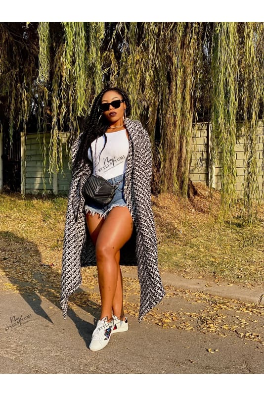 bold print black/white kimono hoody - coats