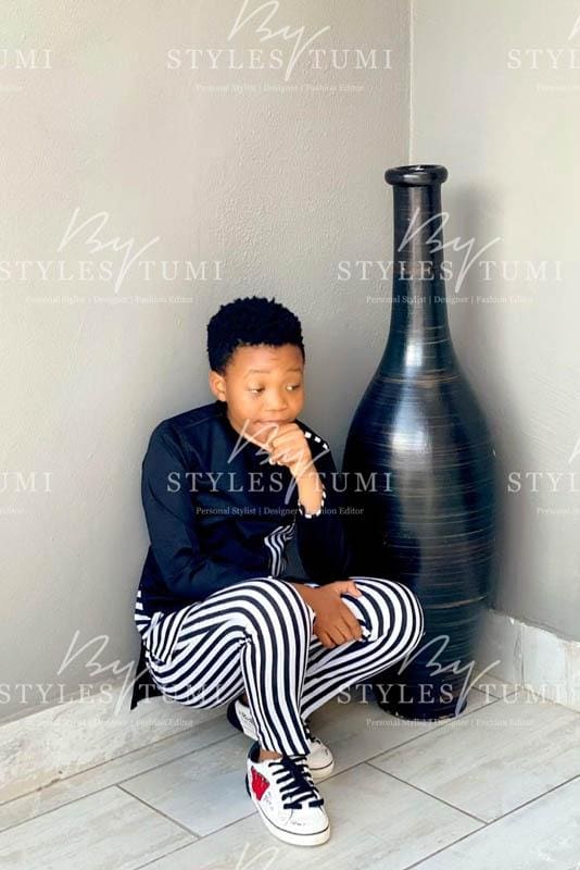 Boys Black and White Stripe 2 Piece - Kiddies