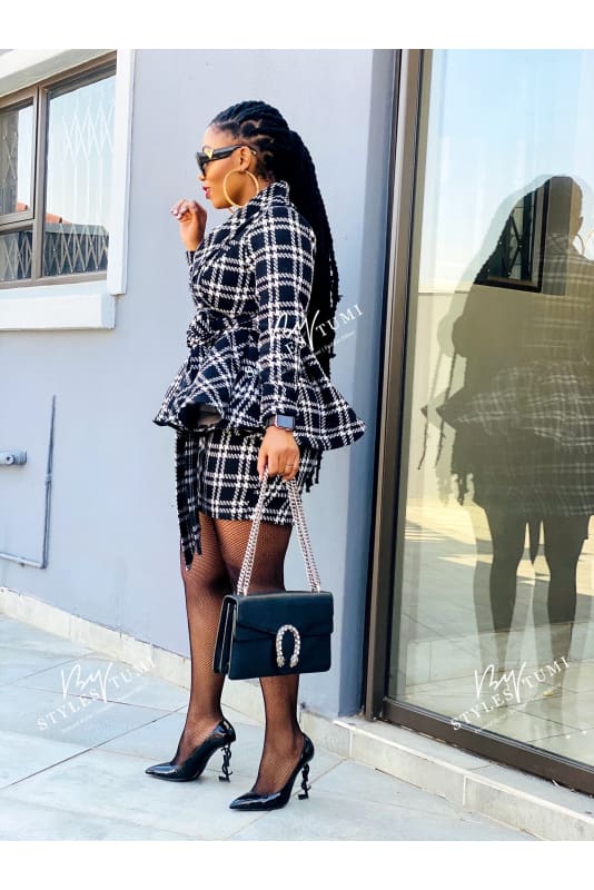 check mini peplum suit - Suit