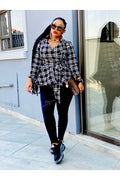 Check peplum jacket