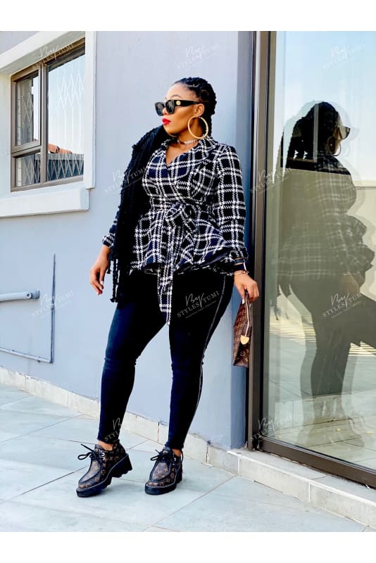Check peplum jacket