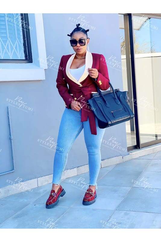 Double breasted melton winter blazer