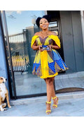 Front pleat off shoulder dress