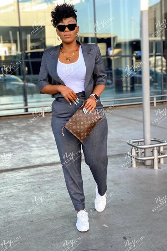 Grey Crop Suit