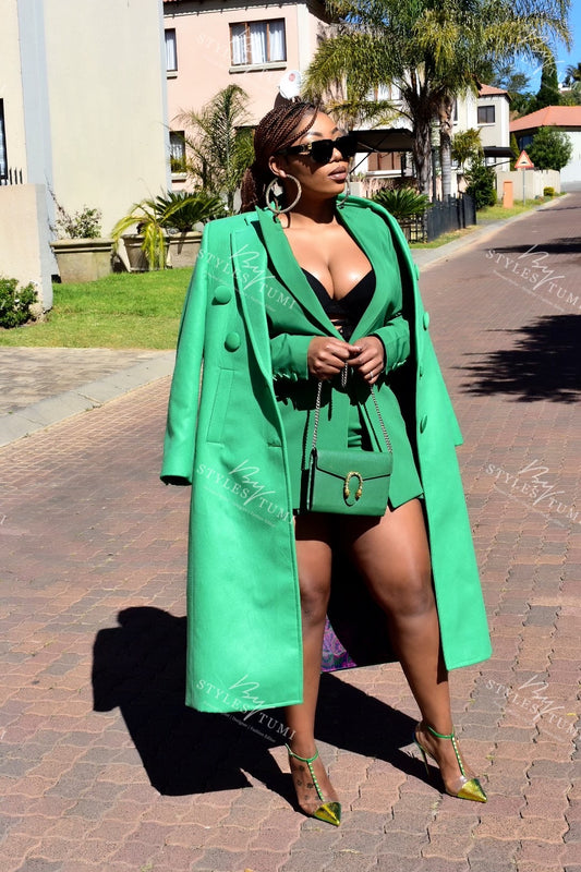 Green melton coat