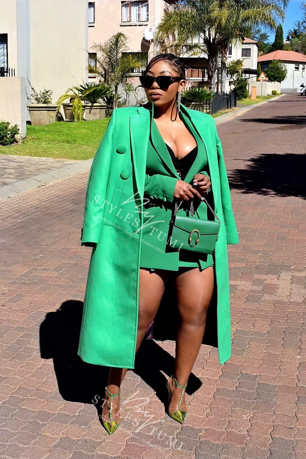 Green melton coat