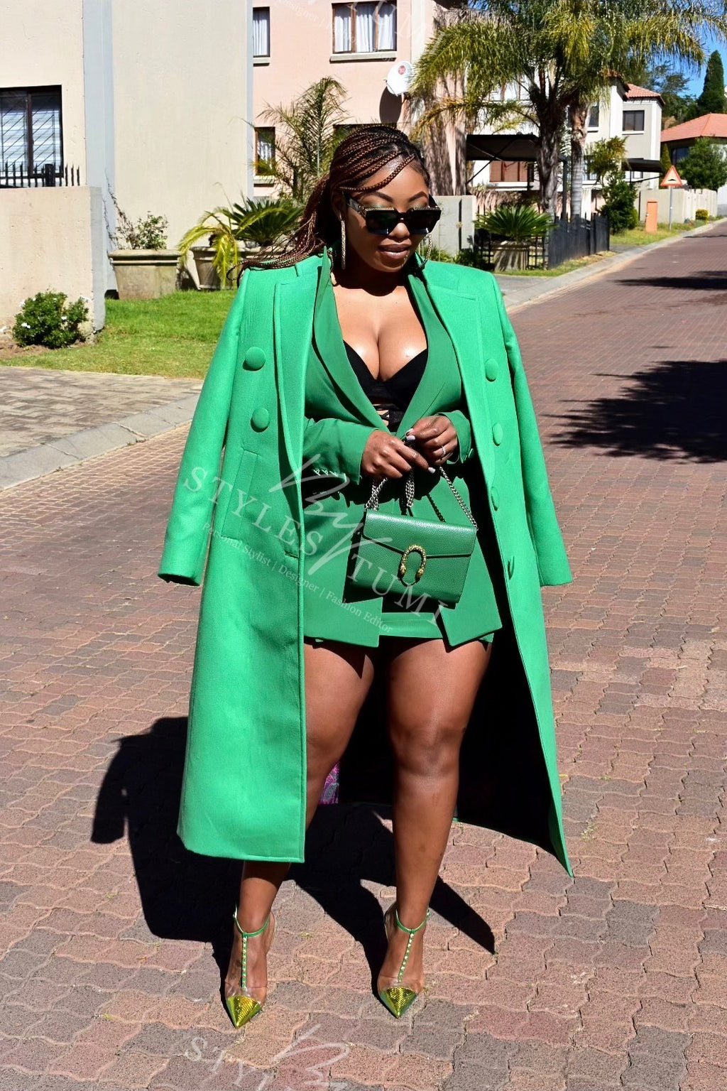 Green melton coat