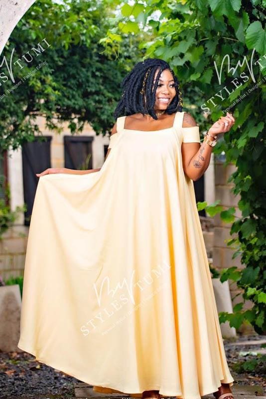 Lemon Satin Maxi - Dress