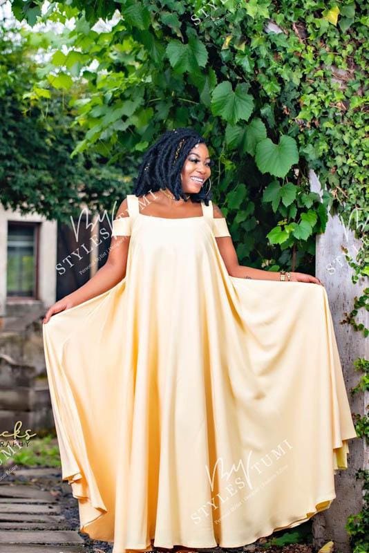 Lemon Satin Maxi - Dress