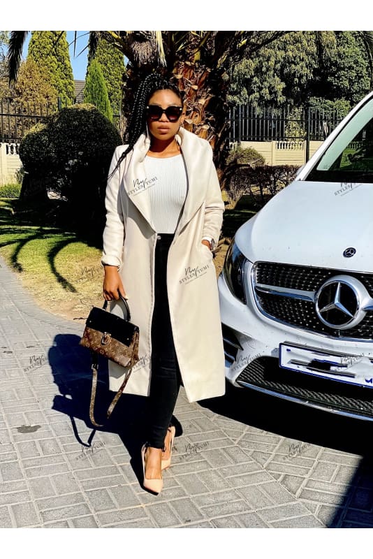 Light khaki hoody coat - coats