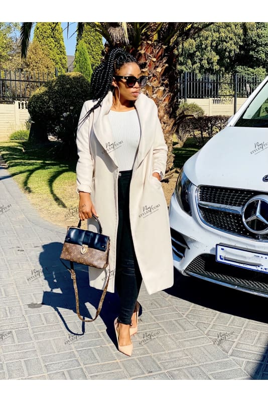 Light khaki hoody coat - coats