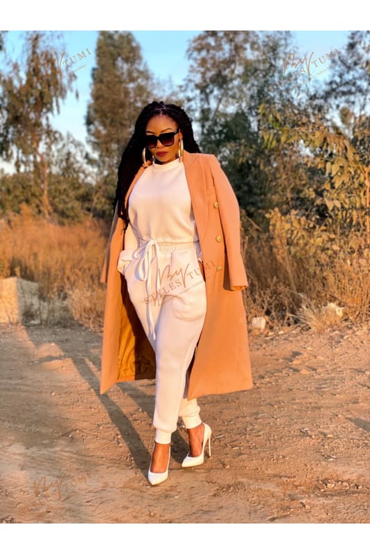 Nude Double Breasted Winter Coat