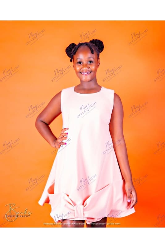 peach front bow dress