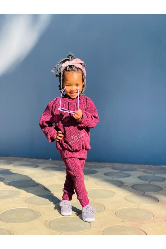 Pleated cashmere knit tracksuit kiddies