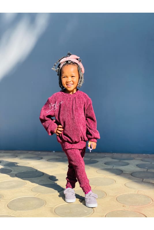 Pleated cashmere knit tracksuit kiddies