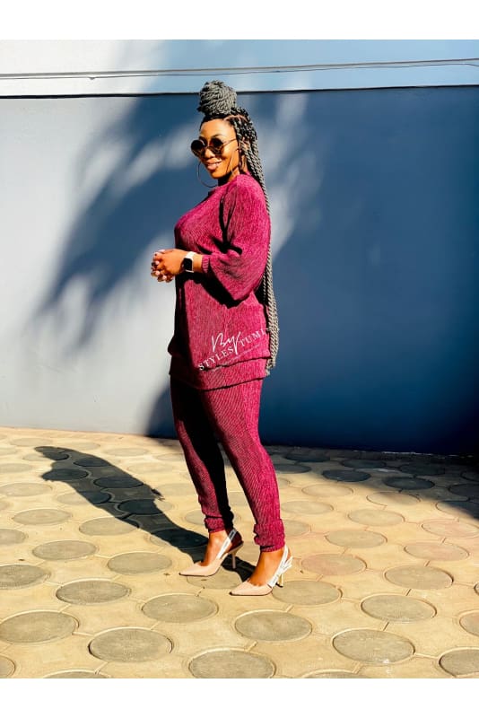 Pleated cashmere knit tracksuit
