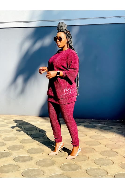 Pleated cashmere knit tracksuit