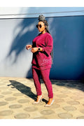 Pleated cashmere knit tracksuit