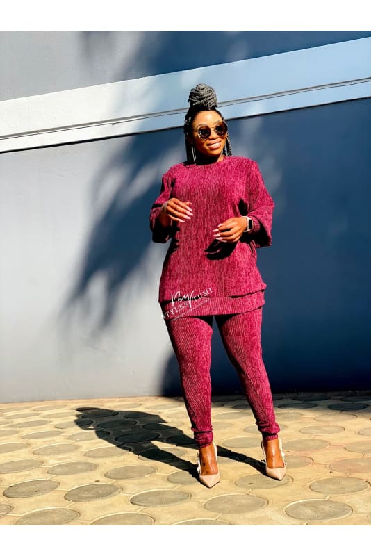 Pleated cashmere knit tracksuit